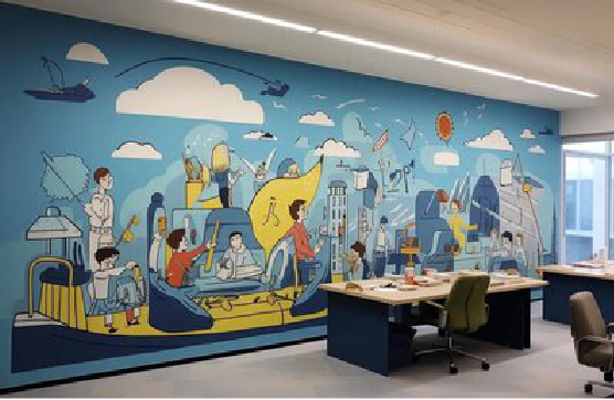 府谷办公室墙绘的特点。